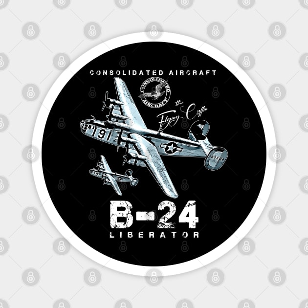 B24 Liberator The Flying Coffin WW2 Heavy Bomber Aircraft Magnet by aeroloversclothing